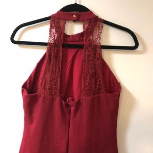 Lulu’s Deep Red Lace Back Mini Dress